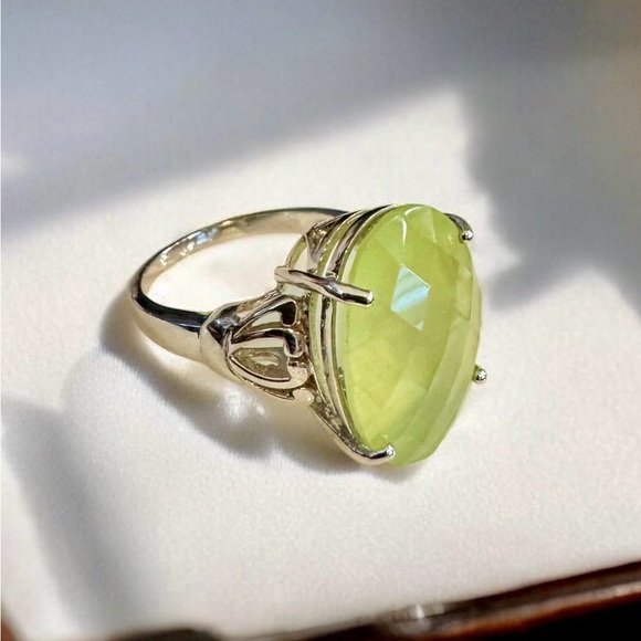 ☀️Rare Australian Golden Prehnite Sterling Silver Ring (7)☀️ - Picture 6 of 14
